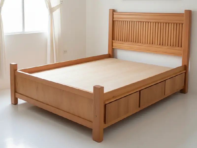 Cama Casal Box de Madeira Maciça com Gavetas